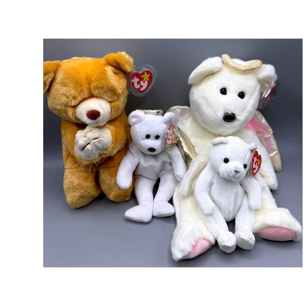 Ty Beanie Babies Buddies Lot 4 Halo Angel Hope Praying Bear Religious Lot